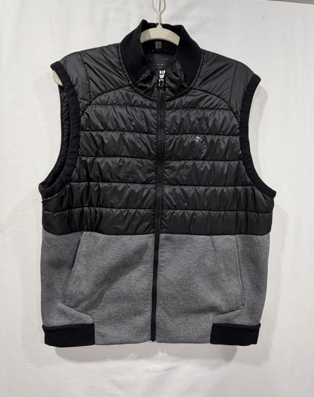 Polo Sport Ralph Lauren Men's Vest Black Gray Zip Pockets Sz L Preppy